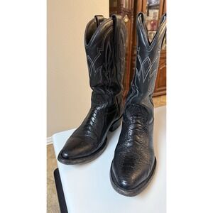 J.B. Dillon Reserve Men's Black Ostrich Leg Western Cowboy Boots 8.5 D JBR1007